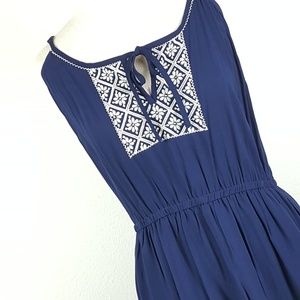 Plus Size Embroidered Bib Drawstring Sundress